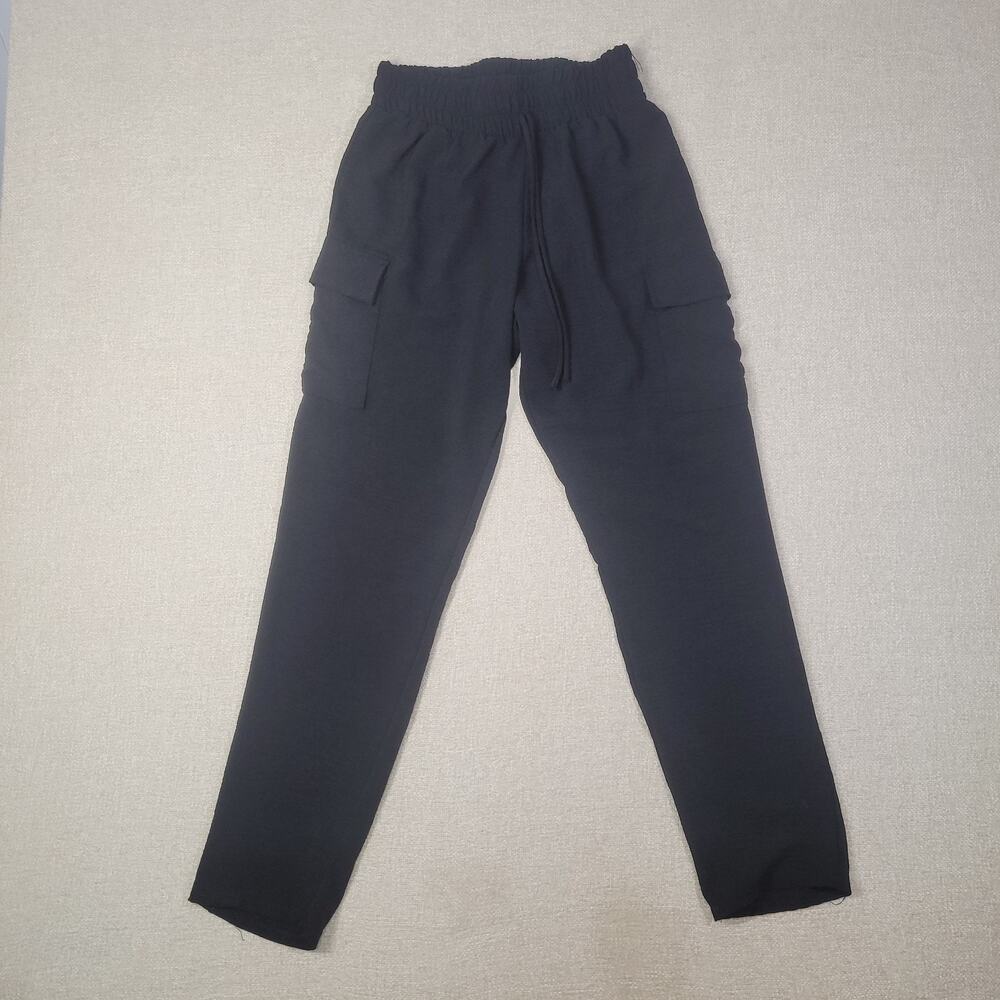 Marriane Black Cargo Jogger Pants with Drawstring